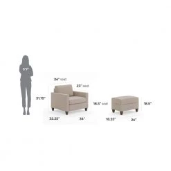 Dylan Beige Upholstered Chair and Ottoman by HOMESTYLES -Deals HOMESTYLES Store beige homestyles accent chairs 2001 18 fb80 fa 1000