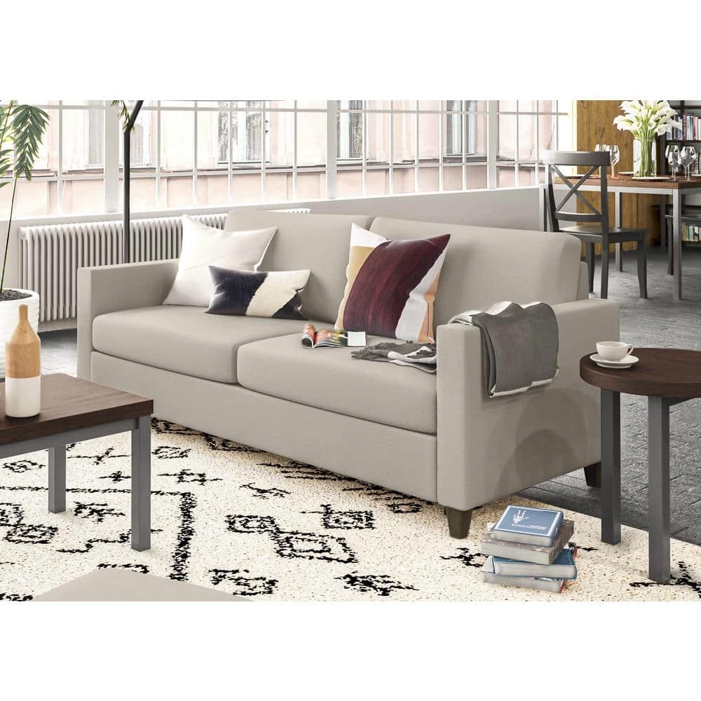 Dylan 68 in. W Square Arm Polyester Upholstered Modern Straight Beige Sofa by HOMESTYLES 13 Dylan 68 in. W Square Arm Polyester Upholstered Modern Straight Beige Sofa by HOMESTYLES - Image 13