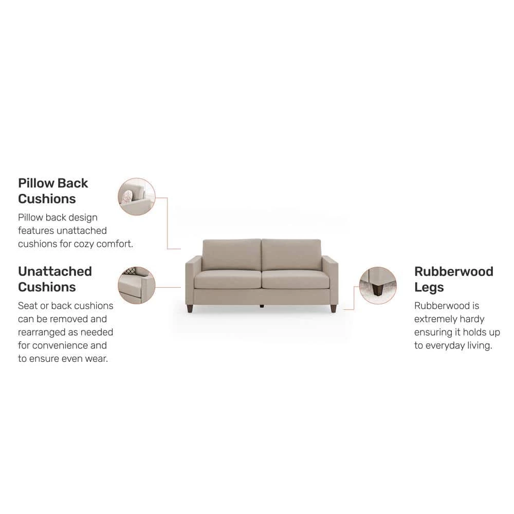 Dylan 68 in. W Square Arm Polyester Upholstered Modern Straight Beige Sofa by HOMESTYLES 12 Dylan 68 in. W Square Arm Polyester Upholstered Modern Straight Beige Sofa by HOMESTYLES - Image 12