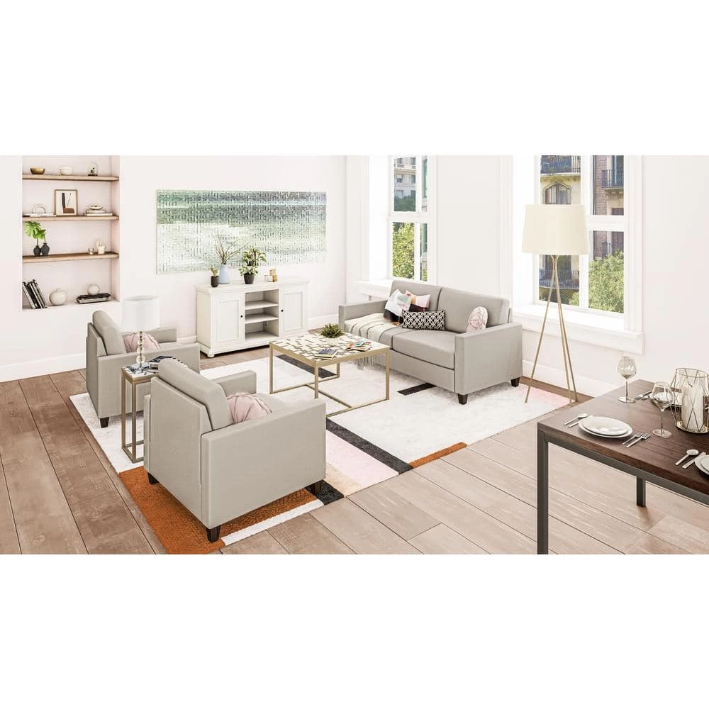 Dylan 68 in. W Square Arm Polyester Upholstered Modern Straight Beige Sofa by HOMESTYLES 7 Dylan 68 in. W Square Arm Polyester Upholstered Modern Straight Beige Sofa by HOMESTYLES - Image 7