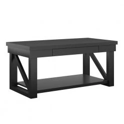 Caryle 44 in. Black Large Rectangle Wood Coffee Table with Drawers by Ameriwood Home