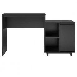 Ramblewood 53 in. Black Computer Desk with Attached Cabinet and Wireless Charging Port by Ameriwood Home