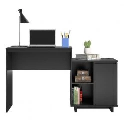 Ramblewood 53 in. Black Computer Desk with Attached Cabinet and Wireless Charging Port by Ameriwood Home -Deals HOMESTYLES Store black ameriwood home computer desks hd05570 c3 1000