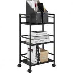 Knoll View Black 3-Shelf Metal Rolling Utility Cart by Ameriwood Home -Deals HOMESTYLES Store black ameriwood home kitchen prep tables hd40509 1f 1000