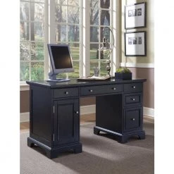 54 in. Rectangular Black 5 Drawer Executive Desk with Keyboard Tray by HOMESTYLES