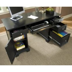 54 in. Rectangular Black 5 Drawer Executive Desk with Keyboard Tray by HOMESTYLES -Deals HOMESTYLES Store black homestyles executive desks 5531 18 c3 1000