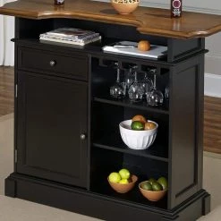 Americana 4-Shelf Black and Oak Bar with Foot Rail by HOMESTYLES -Deals HOMESTYLES Store black homestyles home bars 5003 99 1d 1000