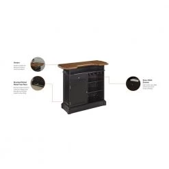 Americana 4-Shelf Black and Oak Bar with Foot Rail by HOMESTYLES -Deals HOMESTYLES Store black homestyles home bars 5003 99 4f 1000