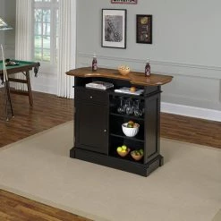 Americana 4-Shelf Black and Oak Bar with Foot Rail by HOMESTYLES -Deals HOMESTYLES Store black homestyles home bars 5003 99 c3 1000