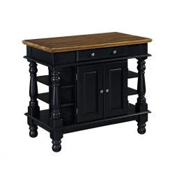 Americana Black Kitchen Island With Storage by HOMESTYLES