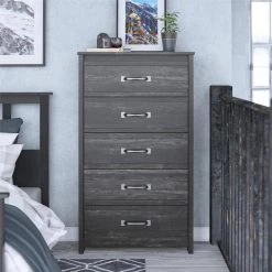 DeWitt 5-Drawer Black Oak Chest of-Drawers (54.34 in. H x 30.91 in. W x 16.54 in. D) by Ameriwood Home 21 DeWitt 5-Drawer Black Oak Chest of-Drawers (54.34 in. H x 30.91 in. W x 16.54 in. D) by Ameriwood Home -Deals HOMESTYLES Store black oak ameriwood home chest of drawers hd29260 31 1000