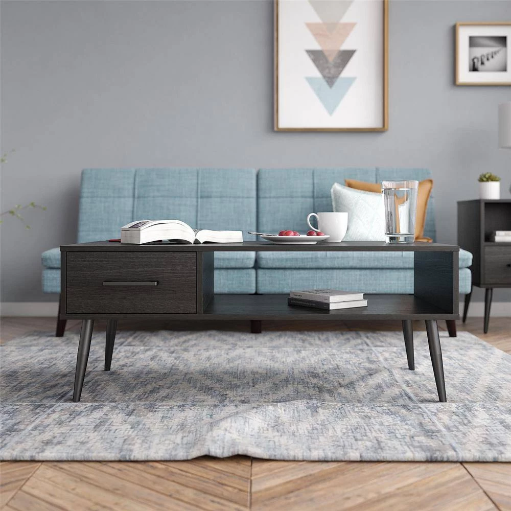 Phillips 19.49 in. Black Oak Rectangular Particleboard Coffee Table by Ameriwood Home 10 Phillips 19.49 in. Black Oak Rectangular Particleboard Coffee Table by Ameriwood Home - Image 10