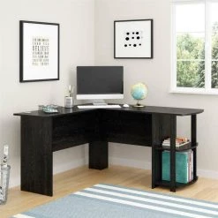 52 in. L-Shaped Black Oak Computer Desk with Shelf by Ameriwood Home -Deals HOMESTYLES Store black oak ameriwood home computer desks hd01817 31 1000