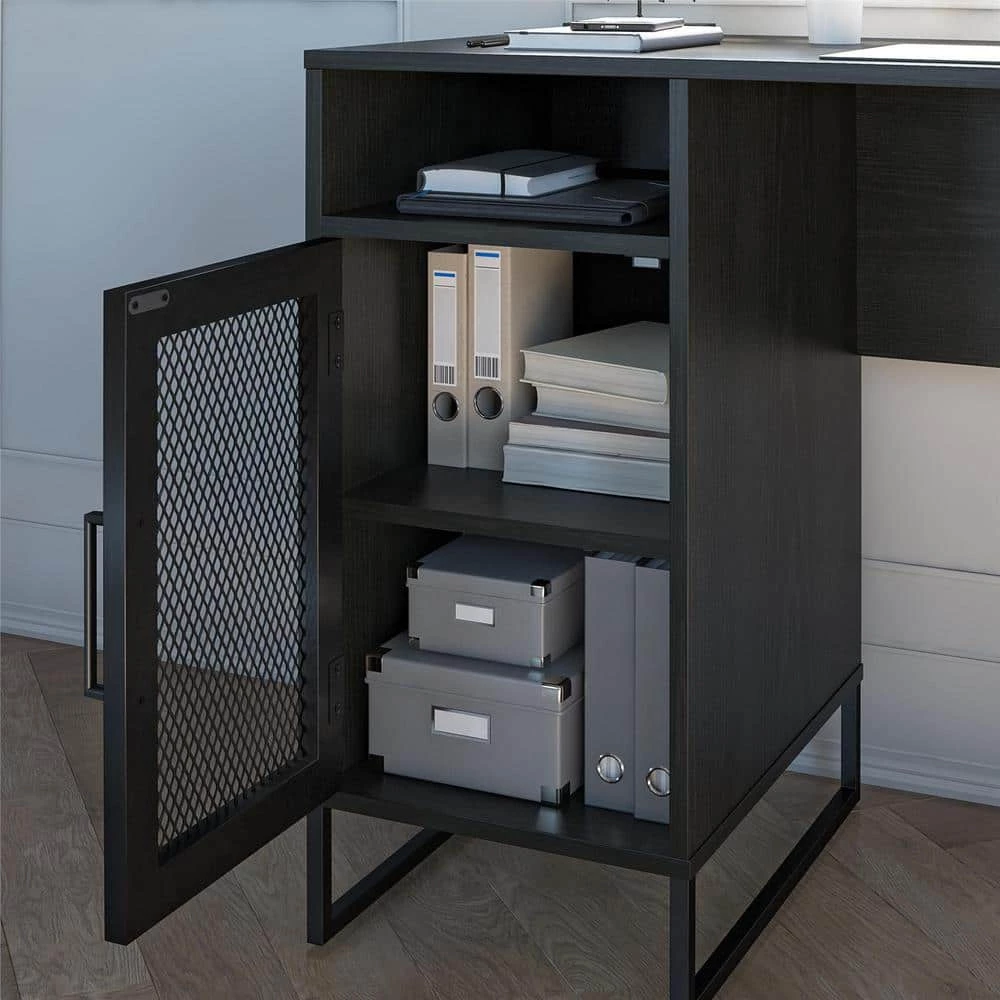 Pelham 47.6 in. Black Oak Single Pedestal Desk by Ameriwood Home 8 Pelham 47.6 in. Black Oak Single Pedestal Desk by Ameriwood Home - Image 8