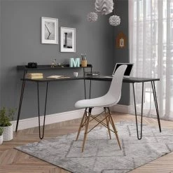 Shanewood 55.1 in. L-Shape Black Oak Computer Desk with Riser by Ameriwood Home -Deals HOMESTYLES Store black oak ameriwood home computer desks hd34825 31 1000