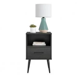 Phillips 15.5 in. Black Oak Square End Table with Drawer by Ameriwood Home -Deals HOMESTYLES Store black oak ameriwood home end side tables de81868 1f 1000