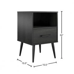 Phillips 15.5 in. Black Oak Square End Table with Drawer by Ameriwood Home -Deals HOMESTYLES Store black oak ameriwood home end side tables de81868 40 1000