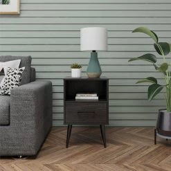 Phillips 15.5 in. Black Oak Square End Table with Drawer by Ameriwood Home -Deals HOMESTYLES Store black oak ameriwood home end side tables de81868 44 1000