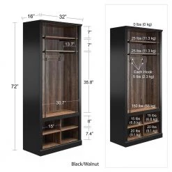 Hutton Black and Walnut Entryway Hall Tree With Bench and Storage Cubbies by Ameriwood Home -Deals HOMESTYLES Store black oak ameriwood home hall trees hd49162 1f 1000