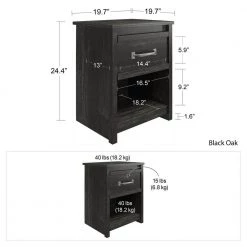 DeWitt 1-Drawer Black Oak Nightstand 24.37 in. H x 19.69 in. W x 19.69 in. D by Ameriwood Home -Deals HOMESTYLES Store black oak ameriwood home nightstands hd86452 4f 1000