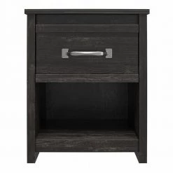 DeWitt 1-Drawer Black Oak Nightstand 24.37 in. H x 19.69 in. W x 19.69 in. D by Ameriwood Home