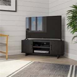 Julia 48 in. Black Oak Particle Board Corner TV Stand Fits TVs Up to 50 in. with Cable Management by Ameriwood Home -Deals HOMESTYLES Store black oak ameriwood home tv stands hd23985 1f 1000