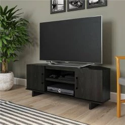 Julia 48 in. Black Oak Particle Board Corner TV Stand Fits TVs Up to 50 in. with Cable Management by Ameriwood Home -Deals HOMESTYLES Store black oak ameriwood home tv stands hd23985 44 1000