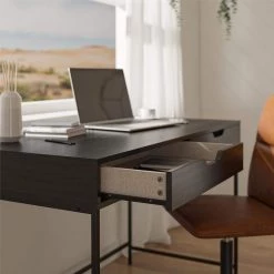 Wardlaw 47.63 in. Black Oak Desk with 2-Drawers by Ameriwood Home -Deals HOMESTYLES Store black oak ameriwood home writing desks de84122 77 1000