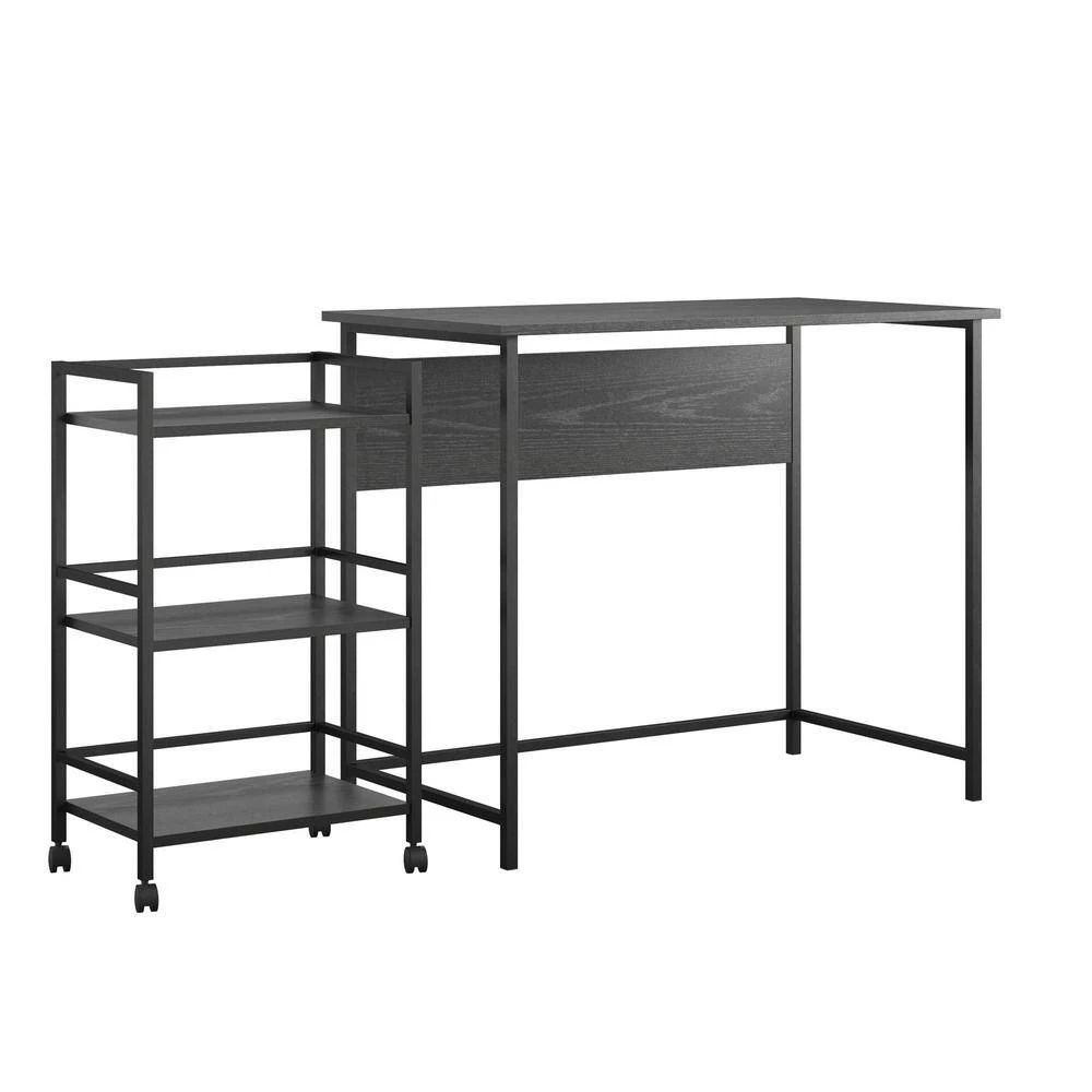 Bernay 36 in. Black Oak Desk with Rolling Cart Bundle by Ameriwood Home 3 Bernay 36 in. Black Oak Desk with Rolling Cart Bundle by Ameriwood Home - Image 3