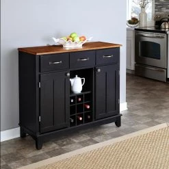 Black and Cottage Oak Buffet with Wine Storage by HOMESTYLES -Deals HOMESTYLES Store black w cottage oak top homestyles sideboards buffet tables 5100 0046 31 1000