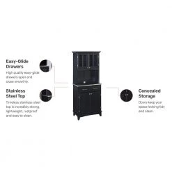 Black and Stainless Steel Buffet with Hutch by HOMESTYLES -Deals HOMESTYLES Store black w stainless top homestyles sideboards buffet tables 5001 0043 42 4f 1000