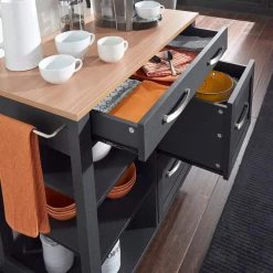 Belfast Black Kitchen Cart with Natural Wood Top by HOMESTYLES 12 Belfast Black Kitchen Cart with Natural Wood Top by HOMESTYLES -Deals HOMESTYLES Store black with natural wood top homestyles kitchen carts 4421 95 4f 1000