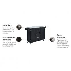 Dolly Madison Black Kitchen Cart with Stainless Top by HOMESTYLES -Deals HOMESTYLES Store black with stainless top homestyles kitchen carts 4515 95 1f 1000