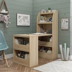 Nathan Blonde Oak Kids Craft Desk by Ameriwood Home -Deals HOMESTYLES Store blonde oak white ameriwood home kids desks de39340 4f 1000