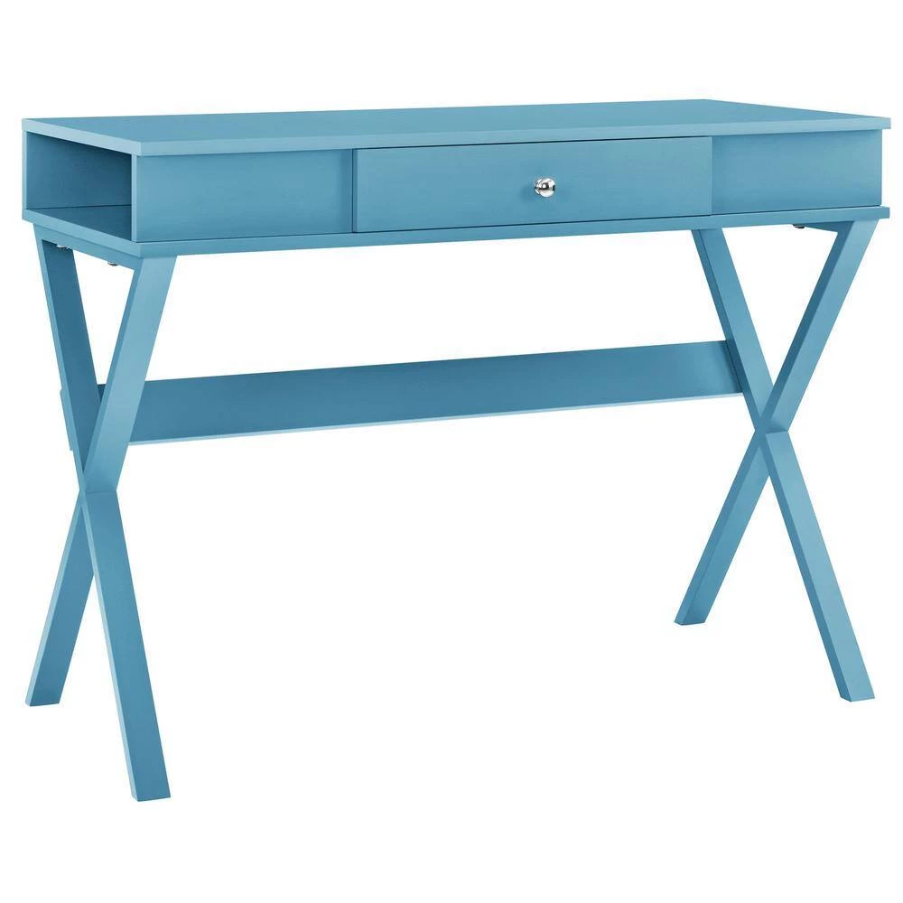 39 in. Rectangular Blue 1 Drawer Writing Desk with Storage by Ameriwood Home 3 39 in. Rectangular Blue 1 Drawer Writing Desk with Storage by Ameriwood Home - Image 3