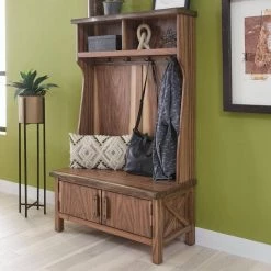 Forest Retreat Brown Teak Wood Hall Tree by HOMESTYLES -Deals HOMESTYLES Store brown homestyles hall trees 5185 49 31 1000
