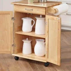 Natural Wood Kitchen Cart with Storage by HOMESTYLES -Deals HOMESTYLES Store brown homestyles kitchen carts 5040 95 4f 1000