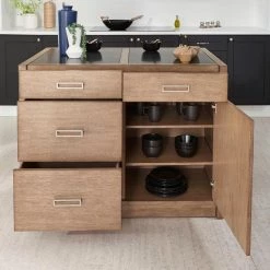 Big Sir Brown Oak Kitchen Island with Quartz Top by HOMESTYLES -Deals HOMESTYLES Store brown homestyles kitchen islands 5506 94 4f 1000