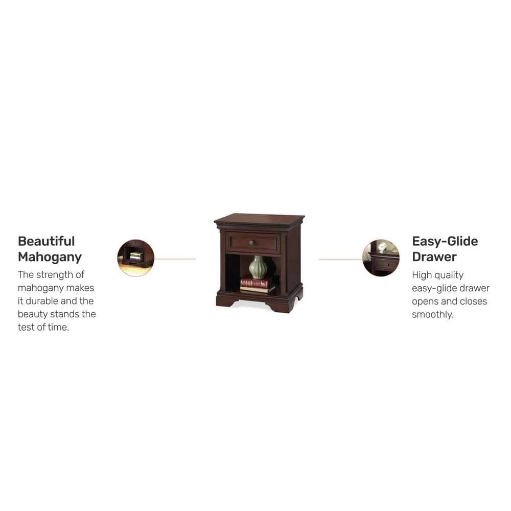 Lafayette 1 Drawer 22in. x 16 in. x 24 in. Cherry Night Stand by HOMESTYLES 2 Lafayette 1 Drawer 22in. x 16 in. x 24 in. Cherry Night Stand by HOMESTYLES - Image 2