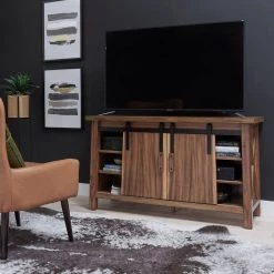 Forest Retreat 56 in. Brown Teak Wood TV Stand by HOMESTYLES -Deals HOMESTYLES Store brown homestyles tv stands 5185 10 31 1000