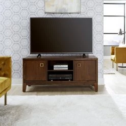 Bungalow 54 in. Brown Wood TV Stand Fits TVs Up to 60 in. with Storage Doors by HOMESTYLES -Deals HOMESTYLES Store brown homestyles tv stands 5507 10 40 1000