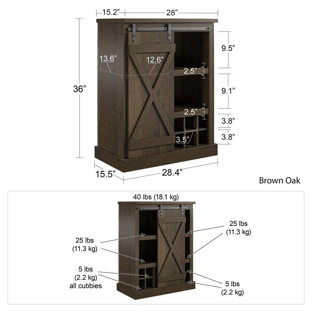 Bayshore Heights Brown Oak Bar Cabinet by Ameriwood Home 8 Bayshore Heights Brown Oak Bar Cabinet by Ameriwood Home - Image 8