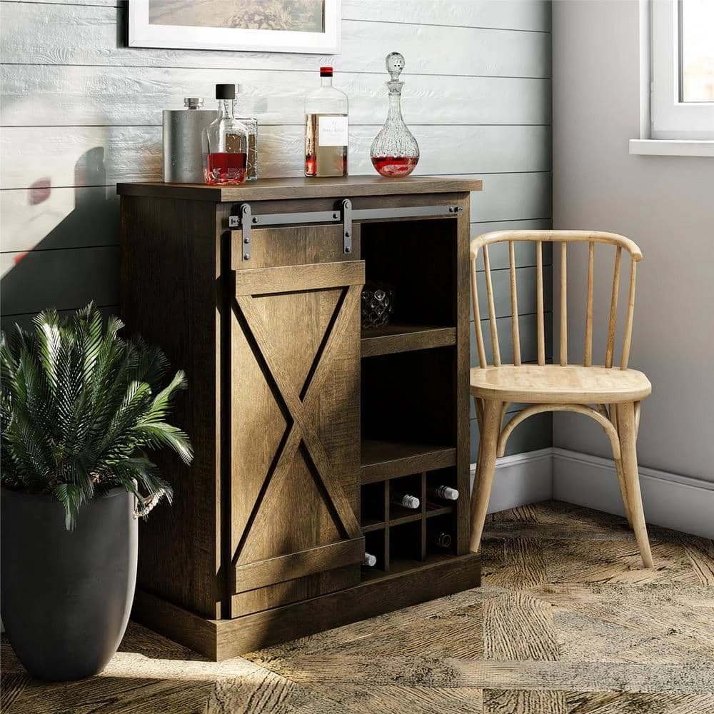 Bayshore Heights Brown Oak Bar Cabinet by Ameriwood Home 7 Bayshore Heights Brown Oak Bar Cabinet by Ameriwood Home - Image 7