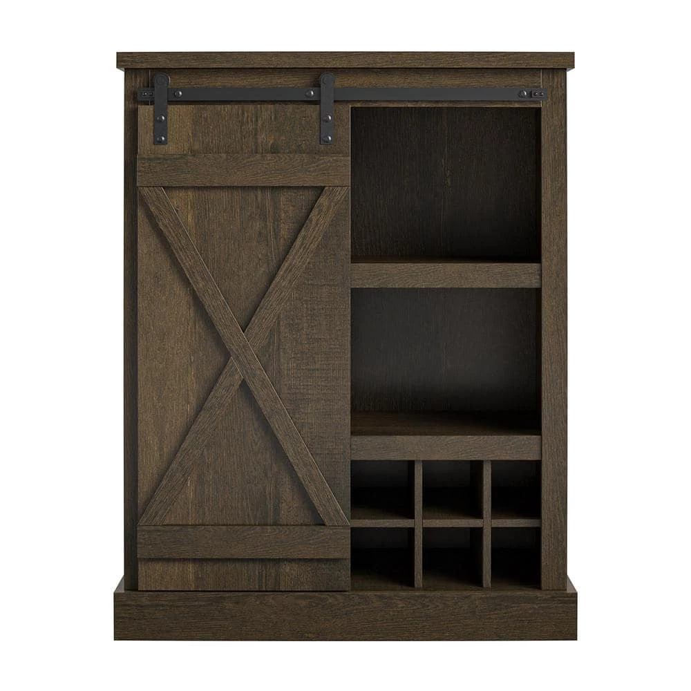 Bayshore Heights Brown Oak Bar Cabinet by Ameriwood Home 1 Bayshore Heights Brown Oak Bar Cabinet by Ameriwood Home