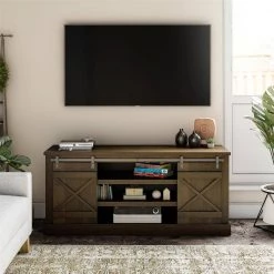 Bayshore Heights 60 in. Brown Oak TV Stand Fits TV's up to 70 in. by Ameriwood Home -Deals HOMESTYLES Store brown oak ameriwood home tv stands hd91688 31 1000