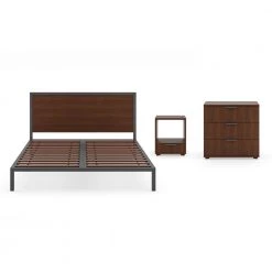 Merge 3-Piece Brown Walnut Queen Bedroom Set by HOMESTYLES