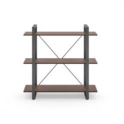 Merge 35 in. Brown Walnut 3-Shelf Bookcase by HOMESTYLES