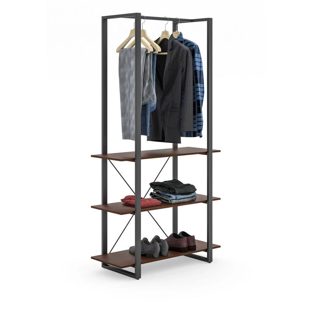 Merge Brown Walnut Personal Organizer Clothes Rack 36 in. W x 69 in. H by HOMESTYLES 4 Merge Brown Walnut Personal Organizer Clothes Rack 36 in. W x 69 in. H by HOMESTYLES - Image 4