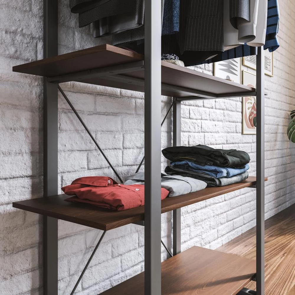 Merge Brown Walnut Personal Organizer Clothes Rack 36 in. W x 69 in. H by HOMESTYLES 7 Merge Brown Walnut Personal Organizer Clothes Rack 36 in. W x 69 in. H by HOMESTYLES - Image 7