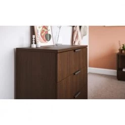 Merge 3-Drawer Brown Walnut Chest of Drawers (31.5 in W x 30.75 in H) by HOMESTYLES -Deals HOMESTYLES Store brown walnut homestyles chest of drawers 5450 41 a0 1000